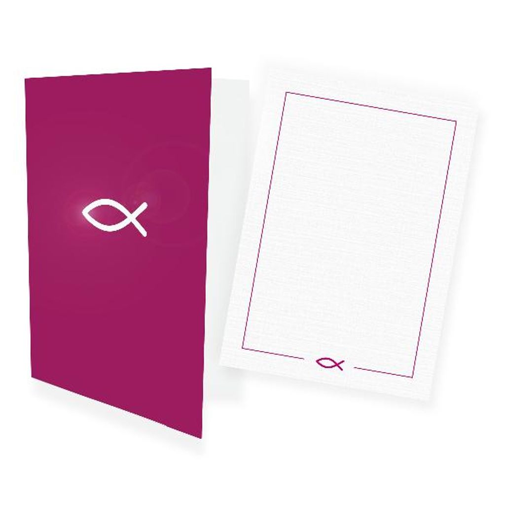 itenga 12x Klappkarten FISCH Karten Kommunion Taufe A6 PINK