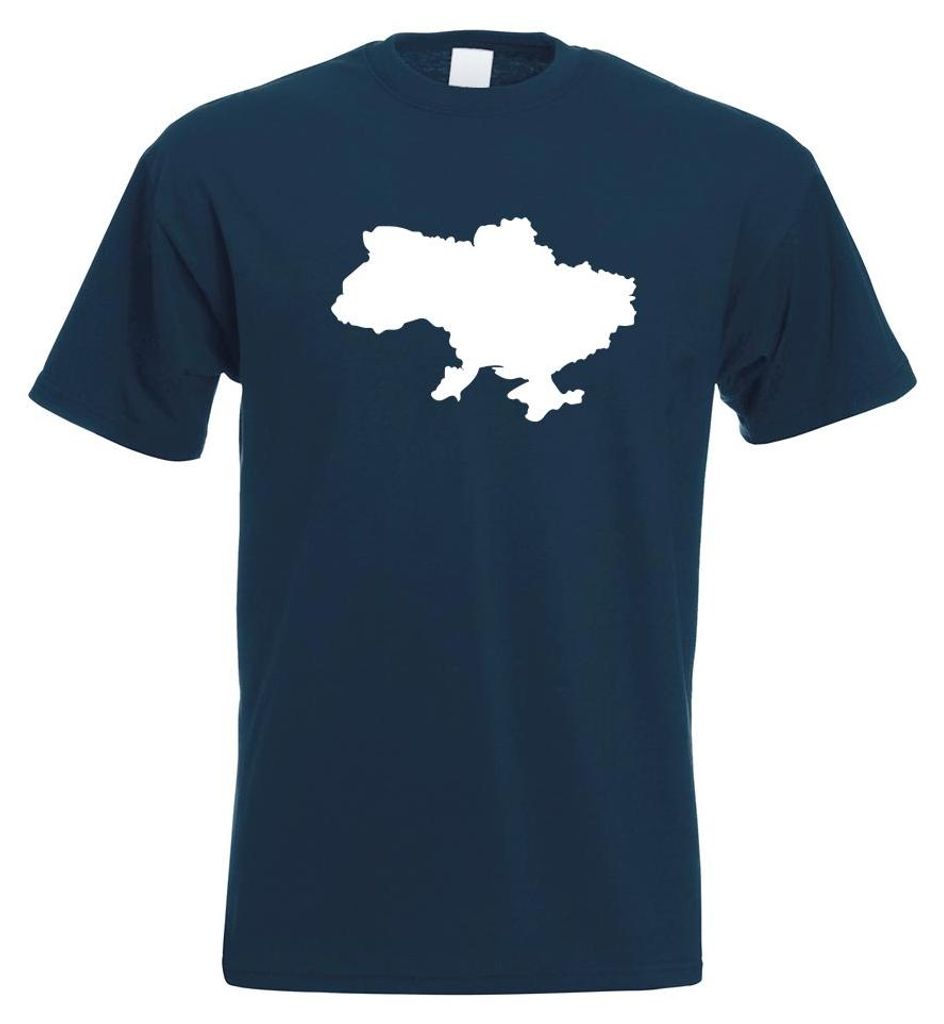 Kiwistar - T-Shirt - Navy - Ukraine Umriss Kontur Herren Funshirt Bedruckt Design Sprüche Spruch Motive - mit Motiv Bedruckt - Funshirt Design - S...