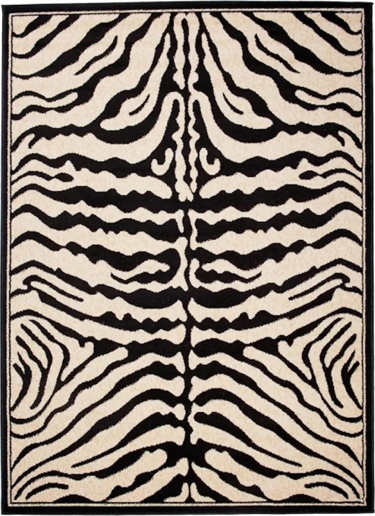 Descente de Lit ATLAS Zèbre Noir et Crème 70 x 130 cm Décoration Salon