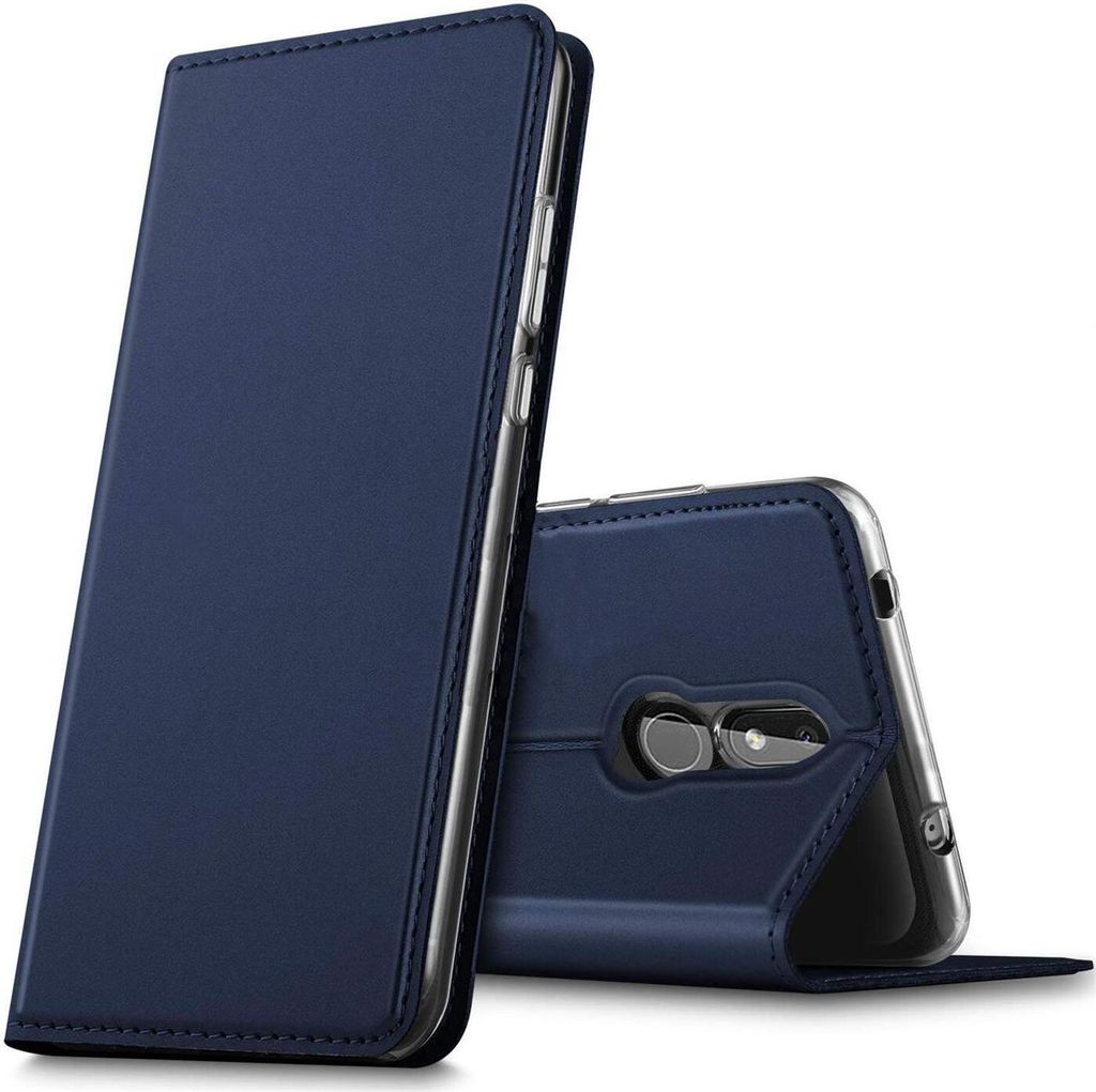 Conie Ultra Slim Klapp Tasche für Nokia 2.4 Kartenfach Hülle Rundumschutz in Blau