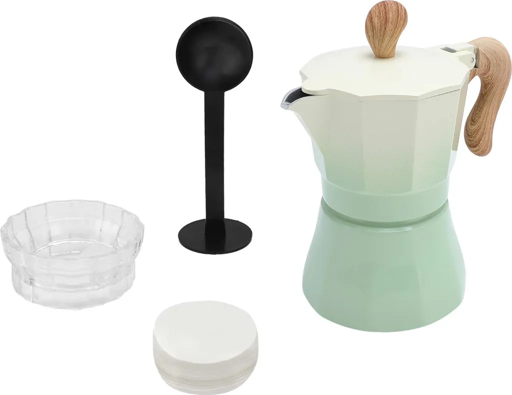 Cafetière italienne 3 tasses pour espresso - Set complet dégradé vert
