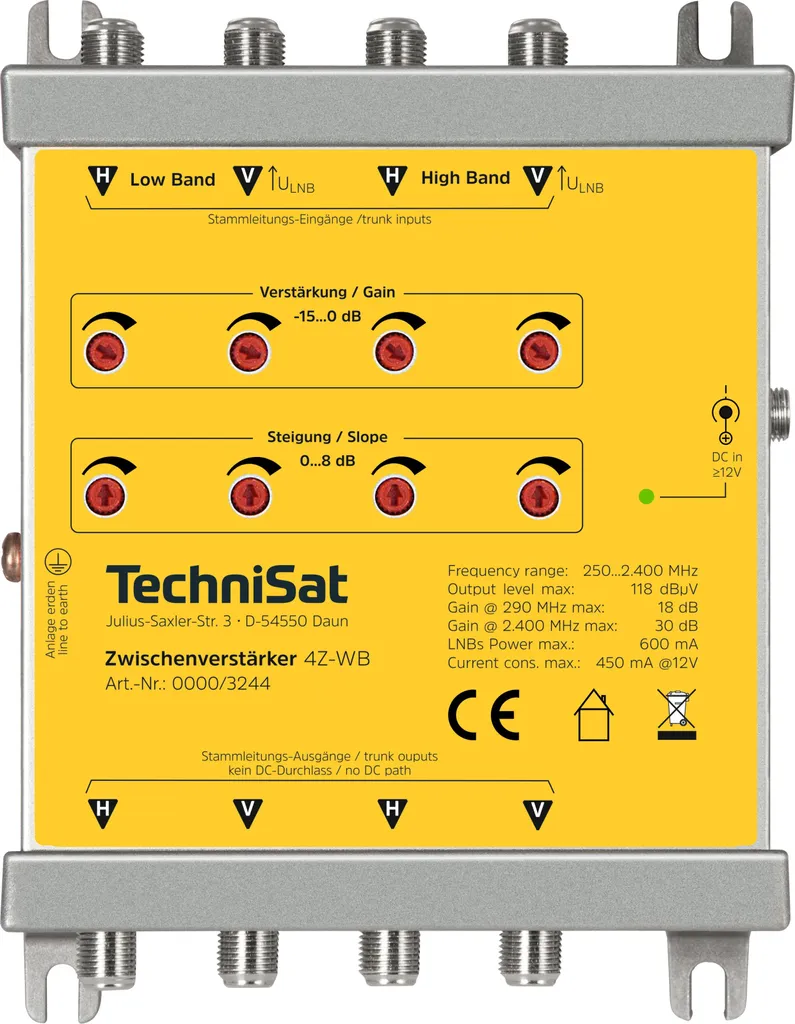 Répéteur TechniSat 4Z-WB Amplificateur Quadruple Large Bande Satellite