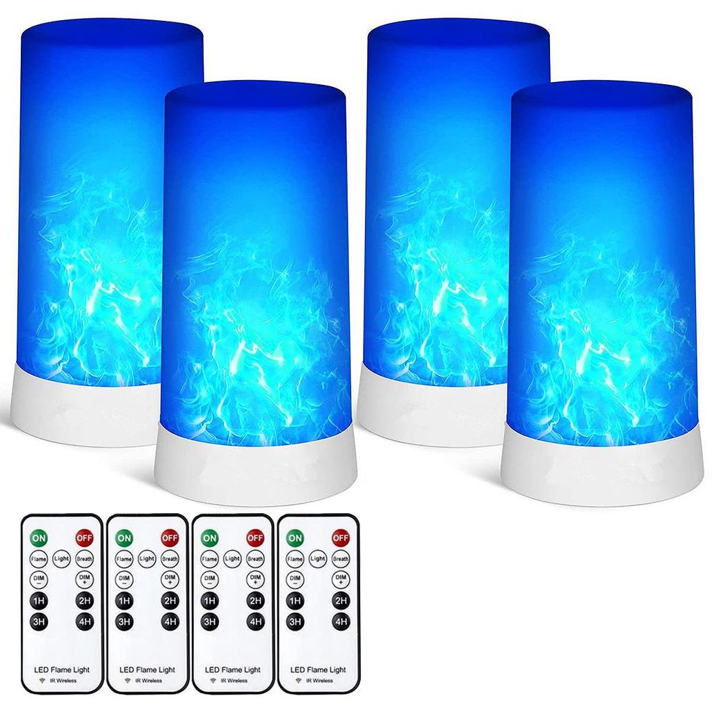 4X LED Flame Effect Light , USB Rechargeable,Flickering Flame Candle Lantern with Remote Timer,Gravity Sensing Effect,Magnetic Base,Waterproof Dimm...