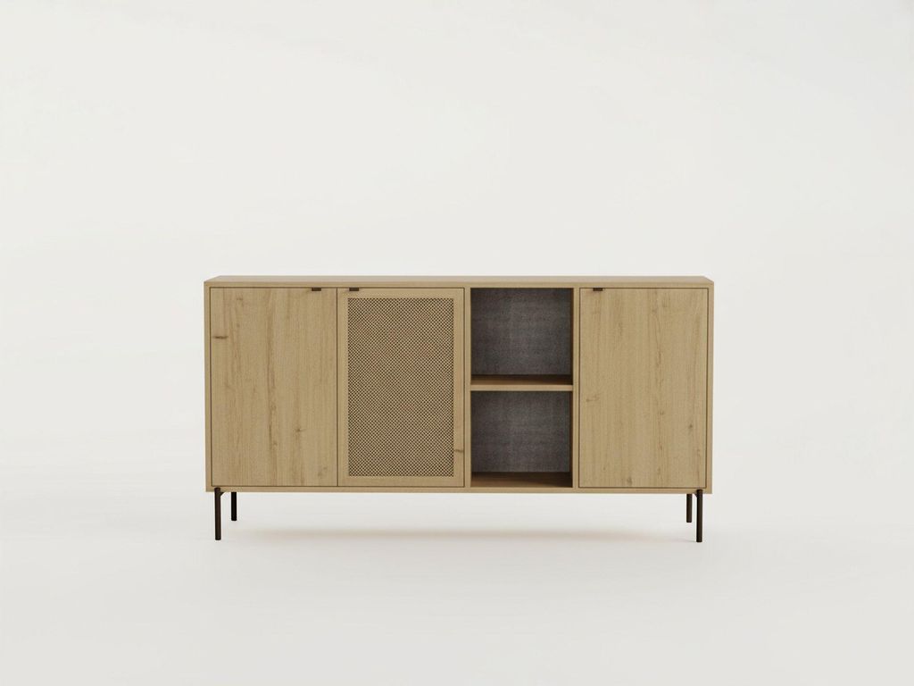 INTI Buffet – Saphir-Eiche-Finish – 3 Türen und 2 Einlegeböden – 164 x 44 x 80 cm