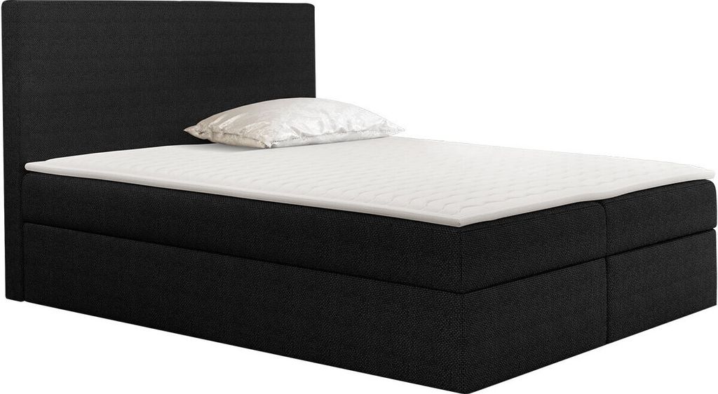 MIRJAN24 Boxspringbett Basic mit Matratzen-Topper, Hauptmatratze, zwei Bettkästen für die Bettwäsche (Farbe: Muna 14, Größe: 160x200 cm)