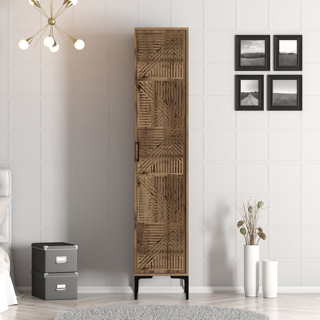 Skye Decor, Kumsal P - Walnut, Kleiderschrank, Nussbaum, 100 % MELAMINBESCHICHTETE SPANPLATTEN, 40 x 201,4 x 47,5 cm