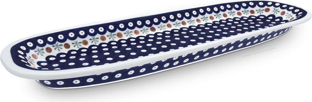 Original Bunzlauer Keramik Servierplatte Platte Teller sehr lang schmal länglich oval 49x16,7x3 cm Design 41
