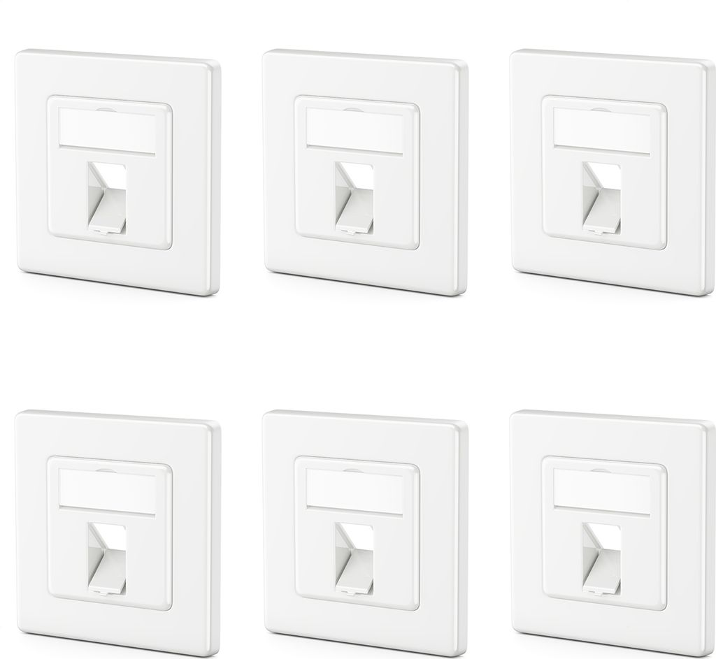 deleyCON 6x 1 Port LAN Anschlussdose Datendose Unterputzdose für Keystone Module 45° Gewinkelter Auslass für Keystone Module mit z.B. RJ45 Koaxi...