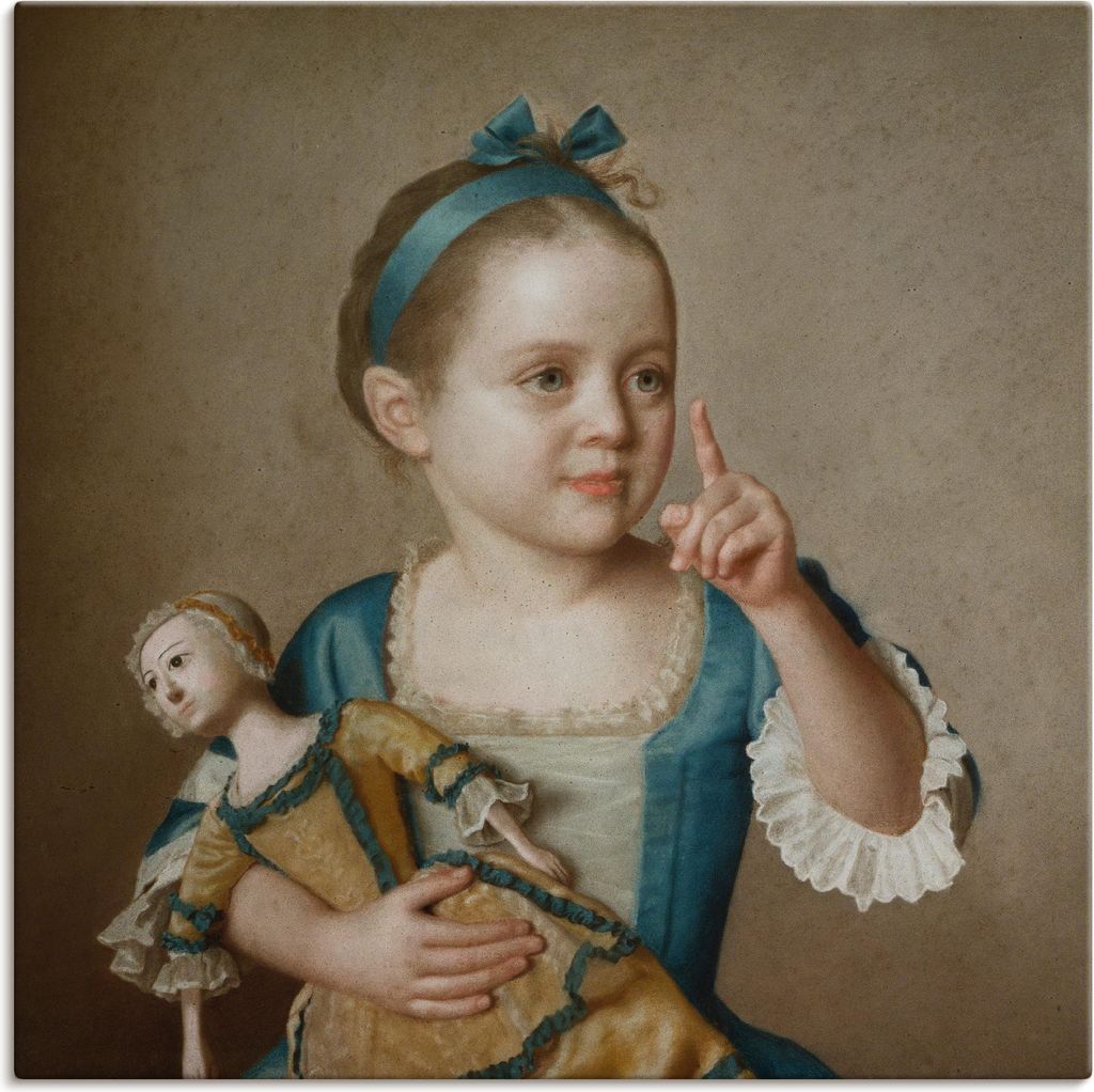 ARTland Leinwandbild Mädchen mit Puppe. Größe: 100x100 cm