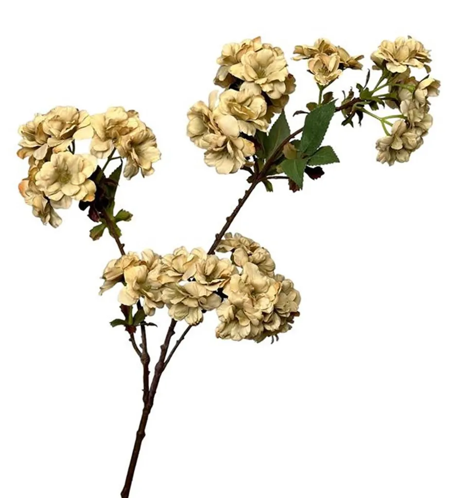 Tige fleurie artificielle crème 80 cm au réalisme exceptionnel deco