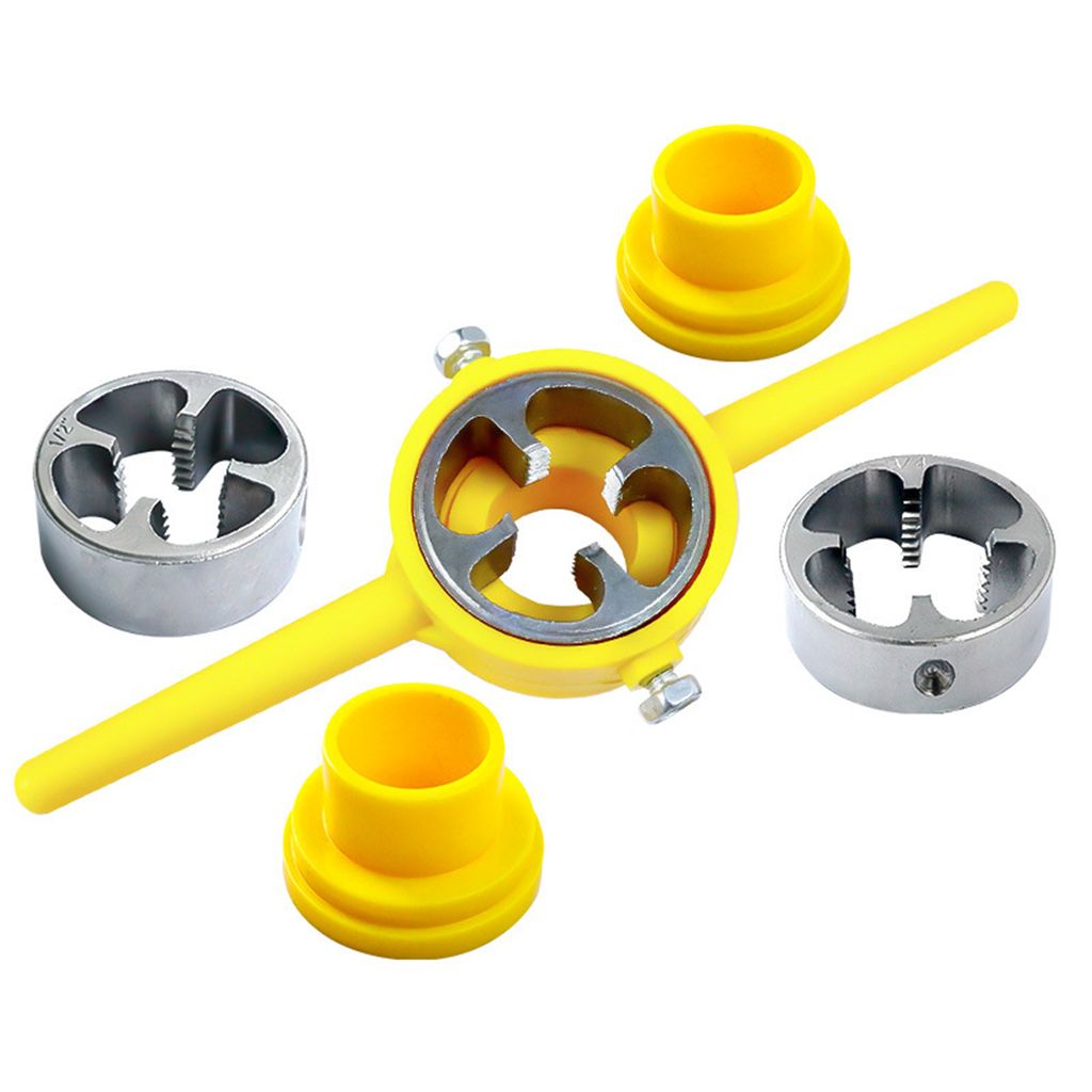 6-teiliges PVC-Gewindeschneider-Set – Manuelles Werkzeug für Kunststoffrohre – mit 1/2", 3/4", 1" Schneideisen & Handgriff – Wiederverwendbar