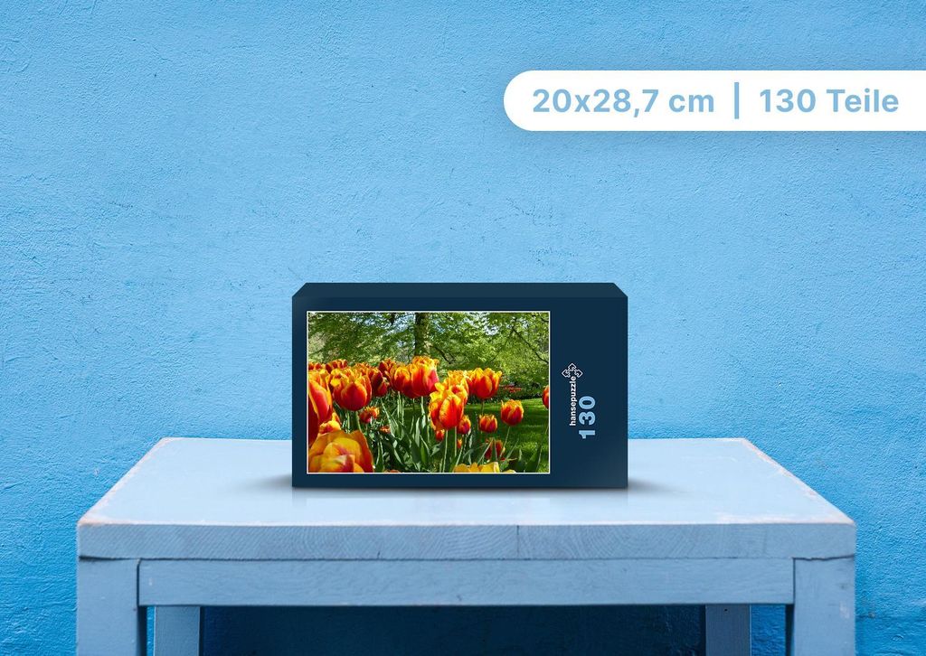 hansepuzzle 104527 - Tulpe Puzzle, 130 Teile, Natur, 28,7 x 20,0cm mit hochwertiger Aufbewahrung, Kartonbox und wiederverschließbarem Beutel