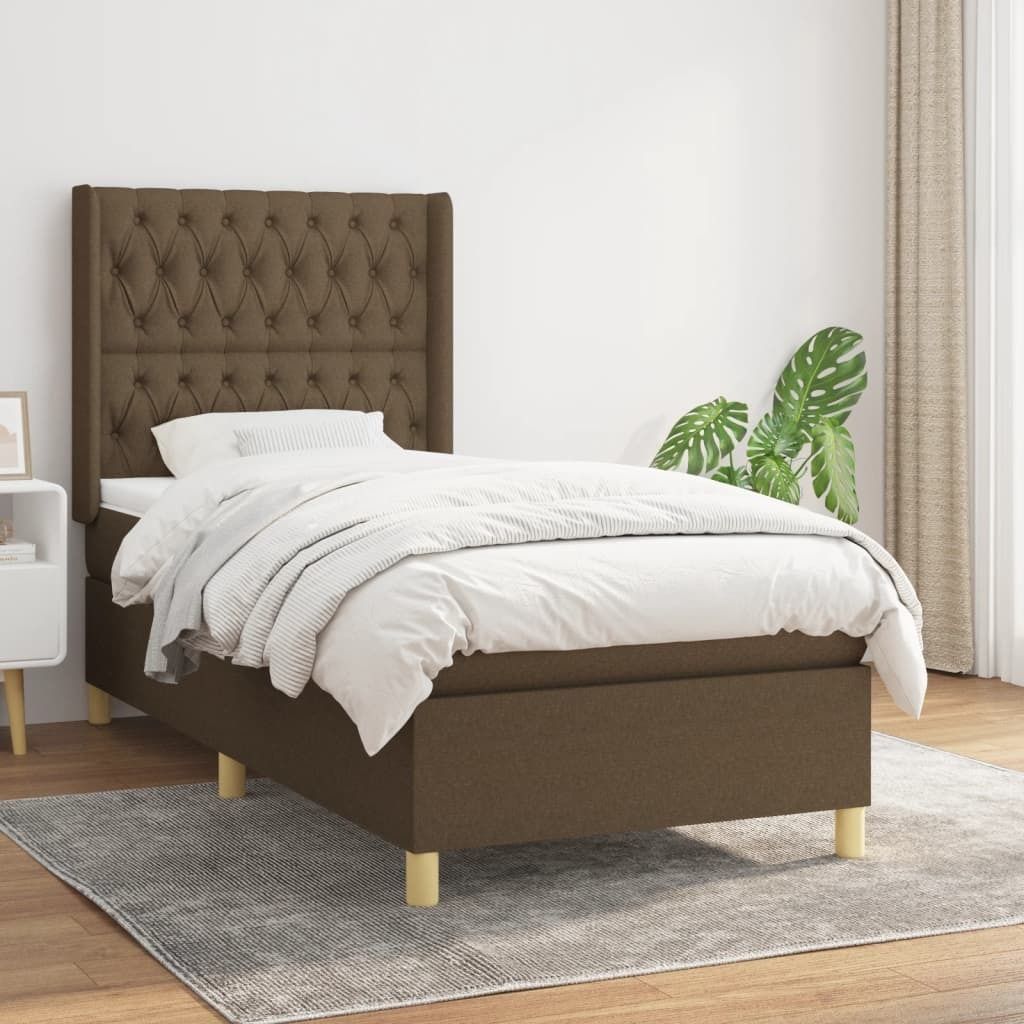 Maison Exclusive - Boxspringbett mit Matratze Dunkelbraun 90x200 cm Stoff