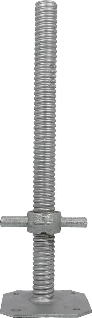 GeZu Impex Gerüstspindel 300 mm, Ø 38 mm, Gewindefußplatte für Baugerüste galvanisch verzinkt, Gerüstfuß Gerüstfüße Spindel Fußplatte