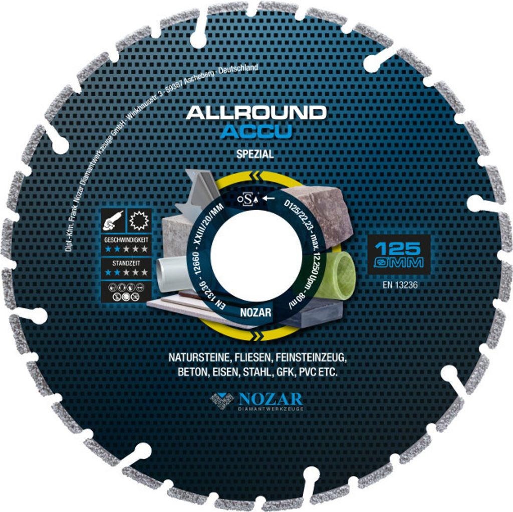 Nozar Diamant-Trennscheibe Allround ACCU 125 x 22,23 mm