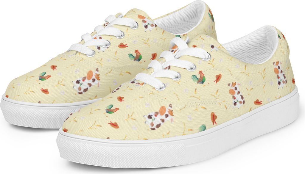 Mr. & Mrs. Panda Canvas-Sneaker Kuh Größe 42 - Gelb - Geschenk, Hof, Milch, Damenschuhe, Sportschuhe, Spruch, Milchkuh, Turnschuhe Damen, Träume...