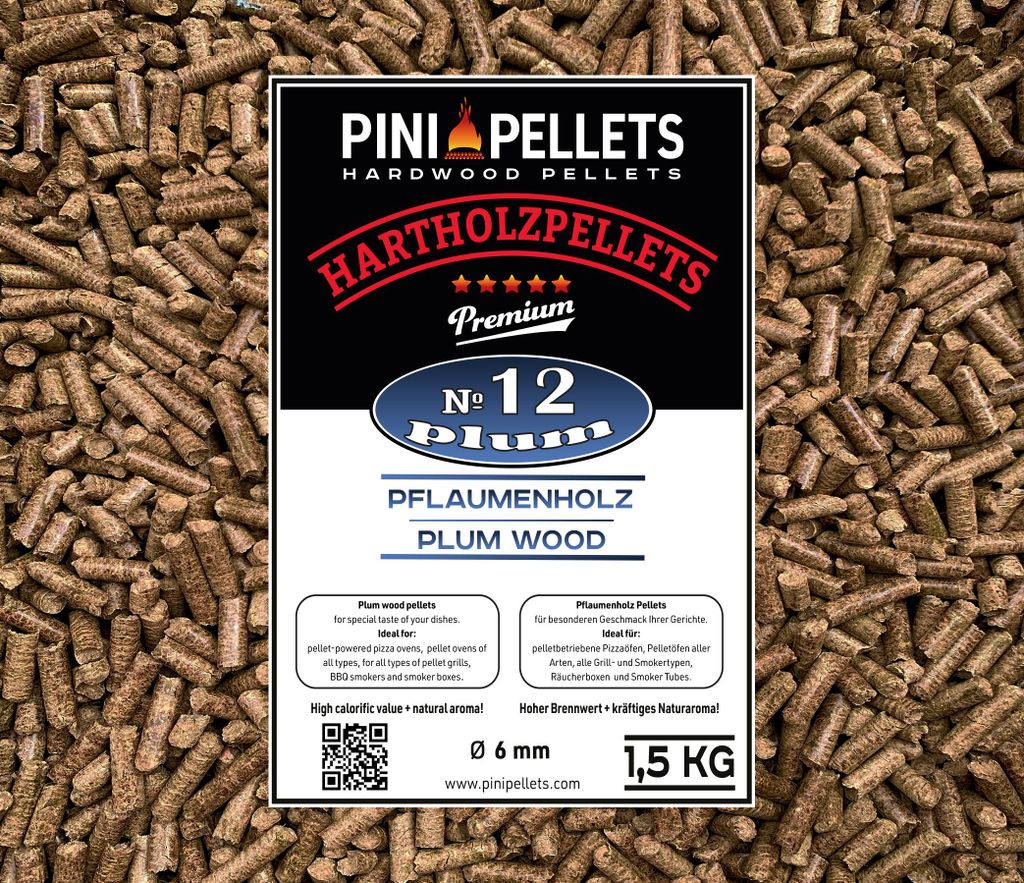 PINI Pellet per Barbecue N. 12 Prugno 1,5 kg – Pellet in Immagine del prodotto 