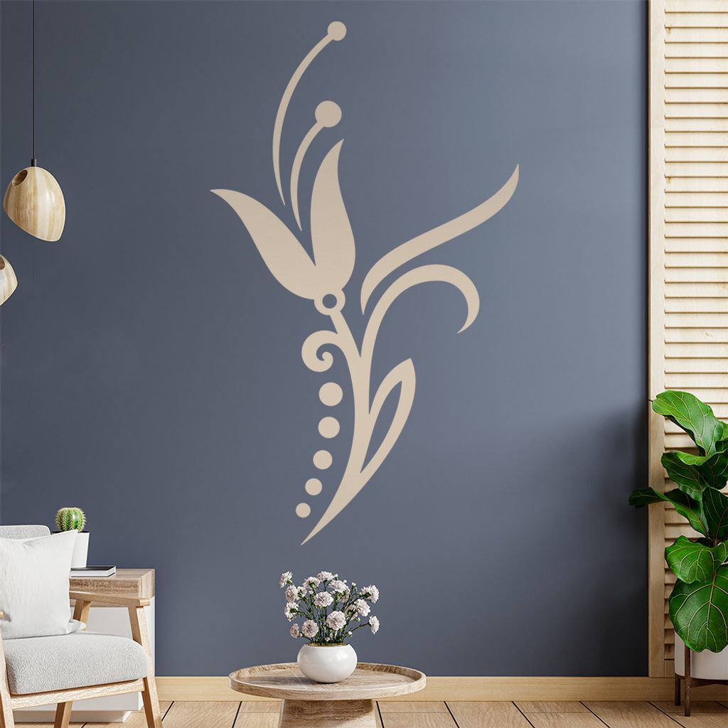 Blume - Linien Punkte Wandtattoo in 6 Größen - Wandaufkleber Wall Sticker - Dekoration, Küche, Wohnzimmer, Schlafzimmer, Badezimmer