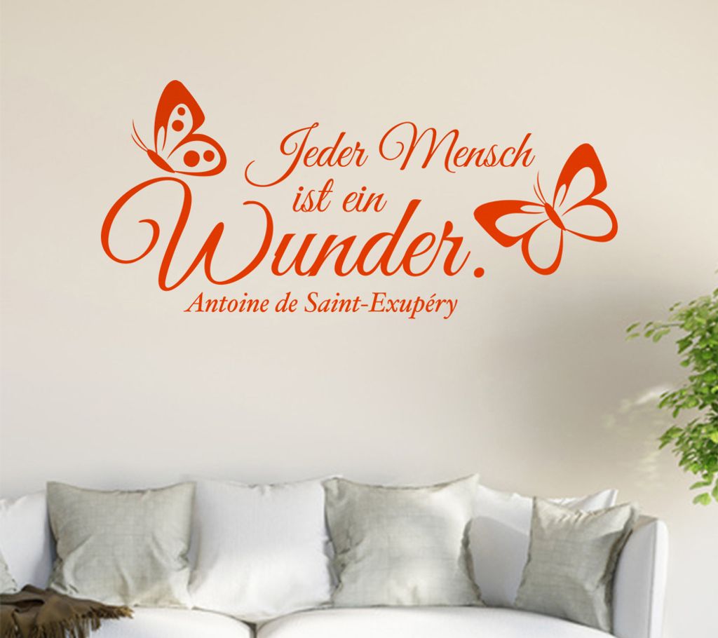 Jeder Mensch ist ein Wunder Wandtattoo in 6 Größen - Wandaufkleber Wall Sticker - Dekoration, Küche, Wohnzimmer, Schlafzimmer, Badezimmer
