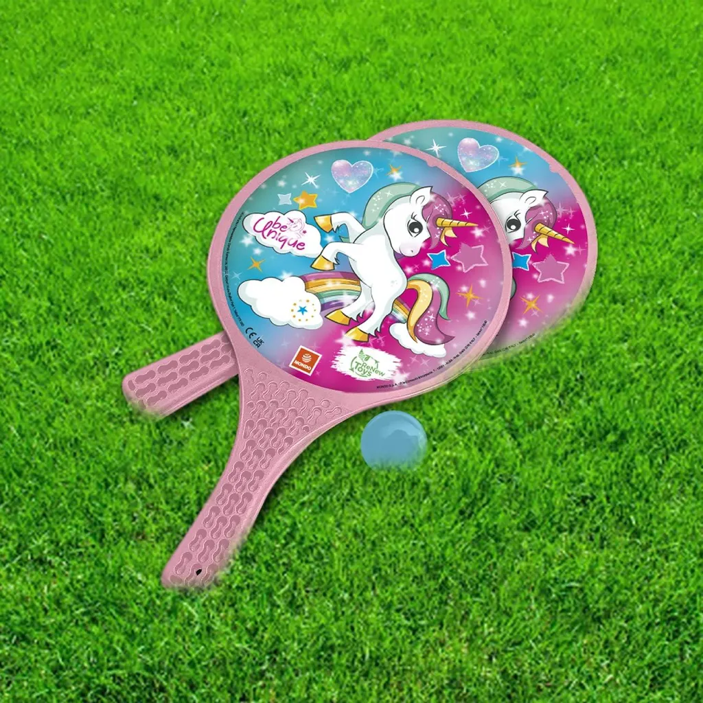 Jeu de raquettes licorne scintillante en plastique résistant 15040