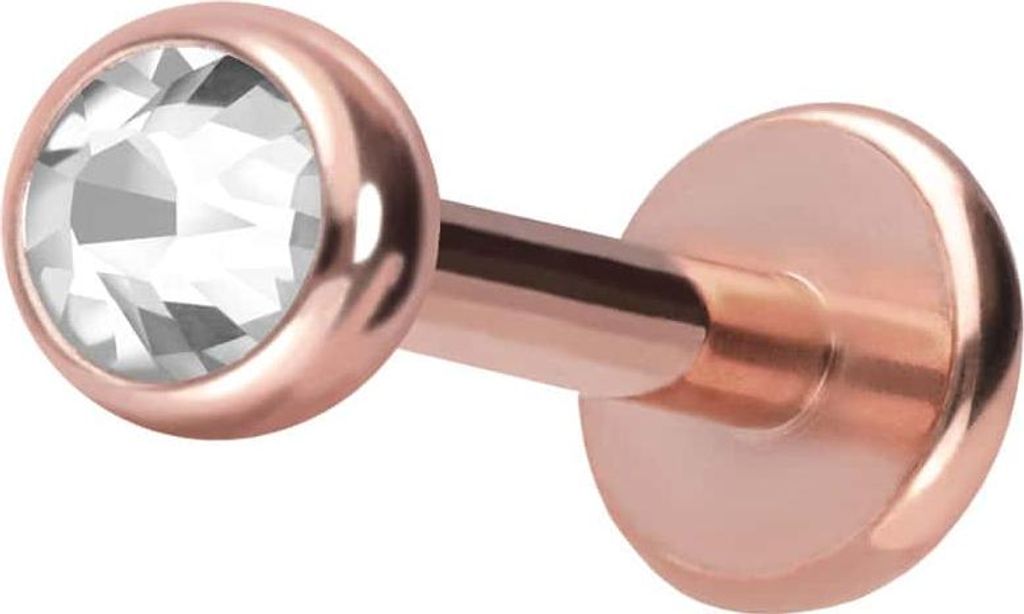 Ohrpiercing, Nasenpiercing Titan Labret KRISTALL RoséGold Stablänge: 6mm + Stabstärke: 1mm + Kugelgröße: 2,5mm