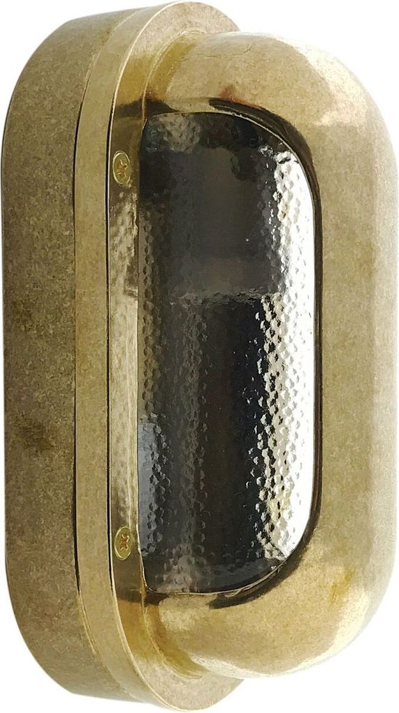 Wandleuchte außen Messing massiv Glas 23 cm hoch IP64 in E27 Maritim Ovalleuchte
