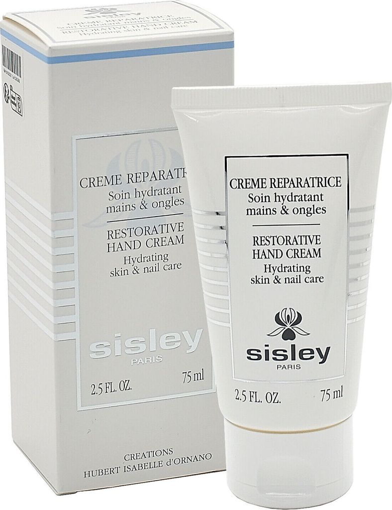 A product shot of a hand cream tube and its packaging.