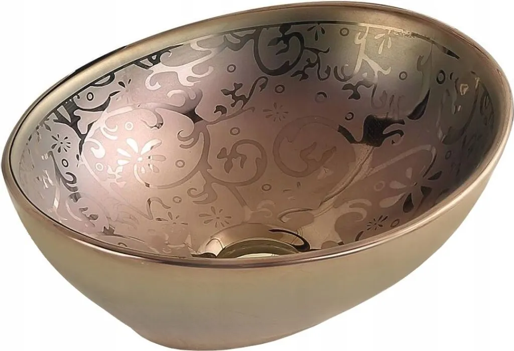 Lavabo da Appoggio Ovale Oro 40,5x33x14 cm - Lusso Minimal per Bagno