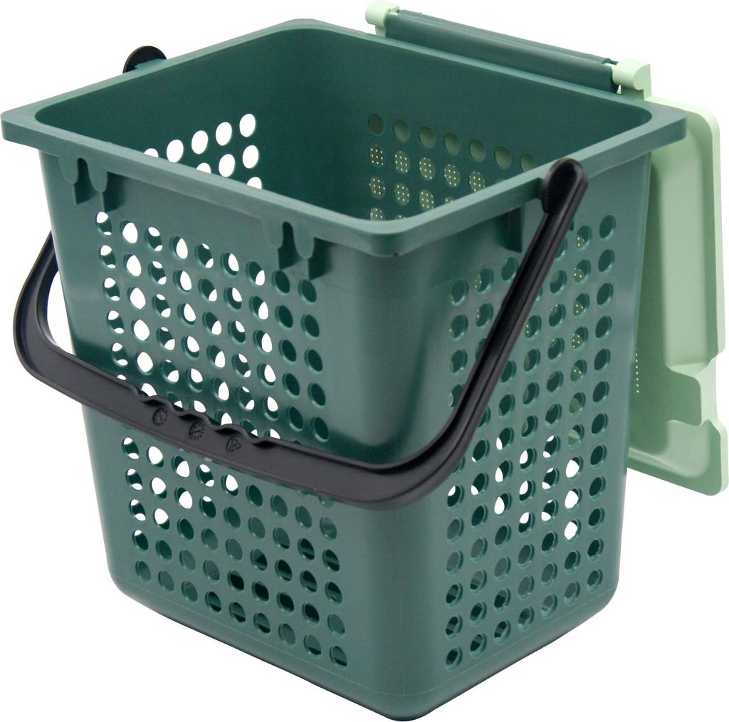 bioMat AirBox Biomülleimer für die Küche, Mülltüten bis 10l, Komposteimer mit perforiertem Deckel, freistehend oder montierbar, Grün