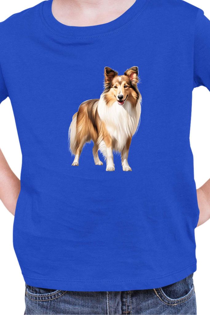 Kinder T-Shirt Dogs Breeds Australian Shepherd Dog Breed 006, 7-8 Jahr - 128 / Blau