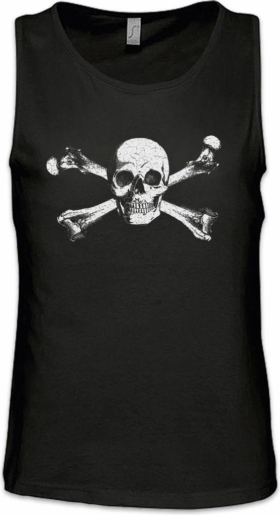 Urban Backwoods Skull & Crossbones, Ärmelloses T-Shirt, Farbe: Schwarz, Größe: S