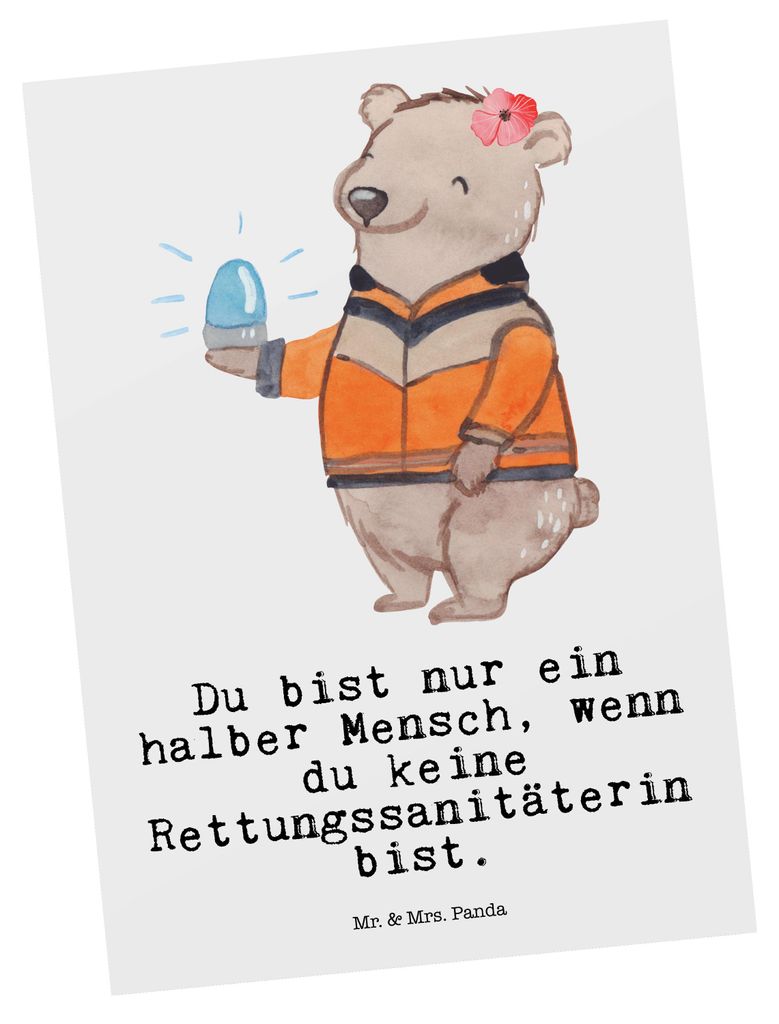 Mr. & Mrs. Panda Fotokarte Rettungssanitäterin Herz - Weiß - Geschenk, Kunstkarten, Postkarte, Ansichtskarten, Postkarten, Grußkarte, Ansichtskarte