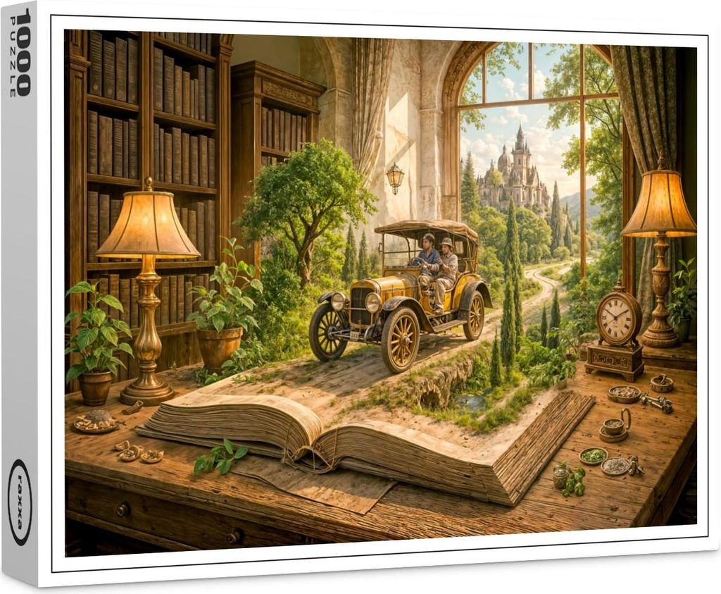 raxxa Premium-Puzzle "Vintage car drives from storybook page", 1000 Teile