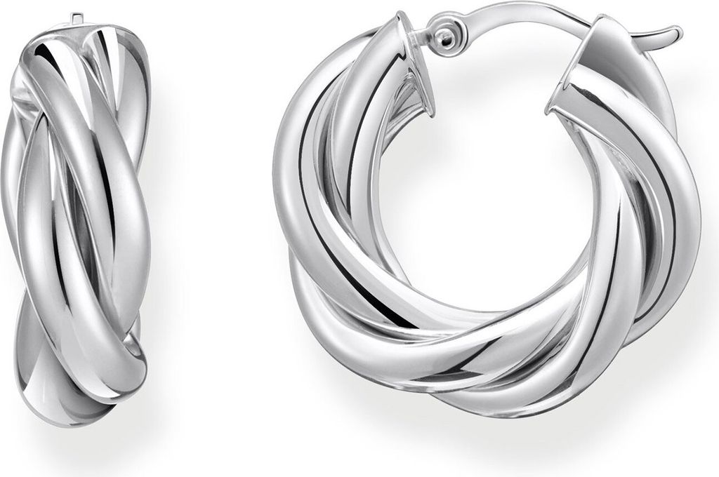 Orecchini a cerchio in argento con un look intrecciato per Immagine del prodotto 
