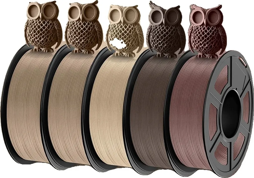 Set 5 Rotoli Filamento Wood PLA 1.75 mm Acero - Alta Precisione 15%