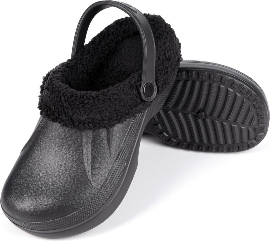 Clogs gefüttert warme Hausschuhe Gartenschuhe Winter Pantoletten Leicht EVA Schwarz 38