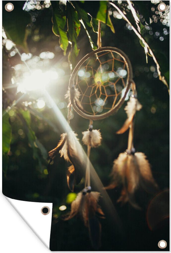 MuchoWow 80x120 cm Outdoor-Poster Gartendeko Sichtschutz Garten Poster für den Garten Ein Traumfänger im Wald