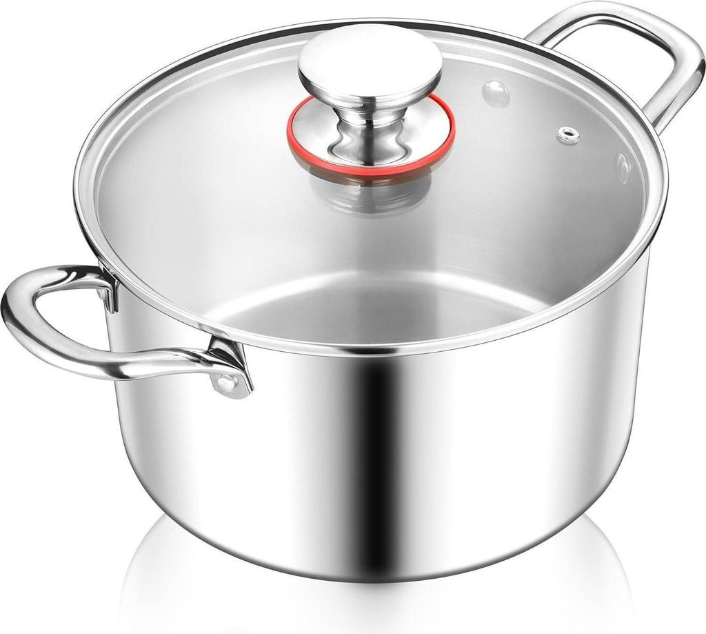 Joyfair 3-Lagiger Edelstahl Nudeltopf 26cm mit Glasdeckel Produktbild 
