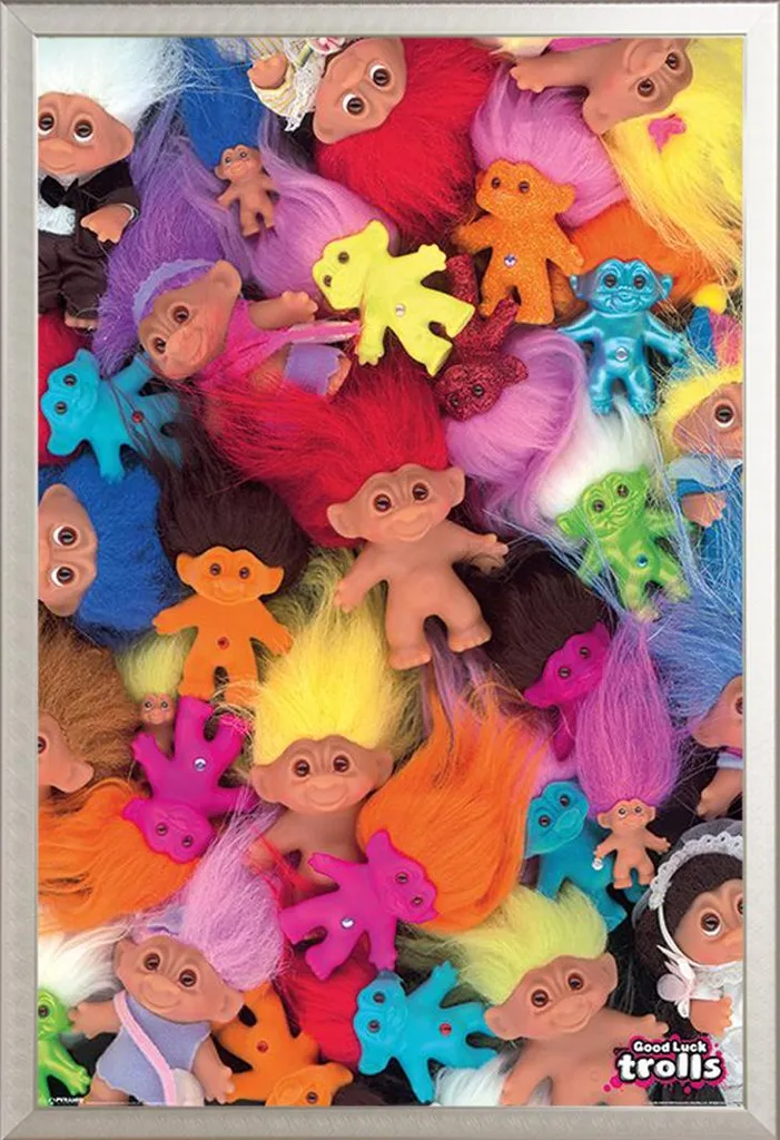 Poster Trolls Cadre Aluminium Argenté Interchangeable et Vitre Acrylique