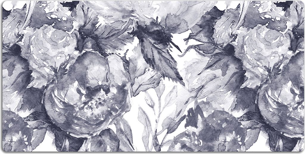 Schreibtischmatte Tischunterlage 120x60 cm Mauspad - Graue Blumen