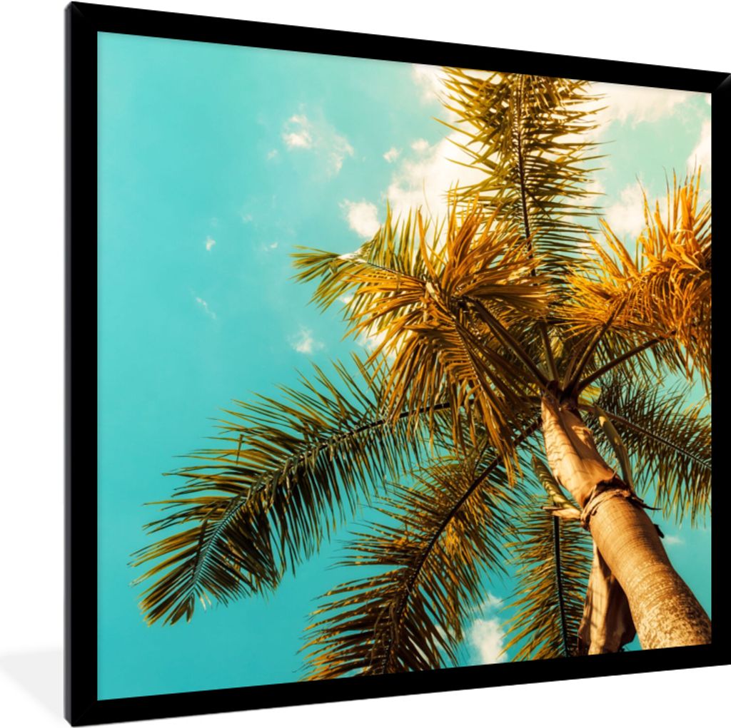 MuchoWow Gerahmtes Poster Palme - Sommer - Tropisch 40x40 cm - Poster mit Schwarzem Bilderrahmen Wandposter Rahmen Foto Bilder - Mit Rahmen - Wan...
