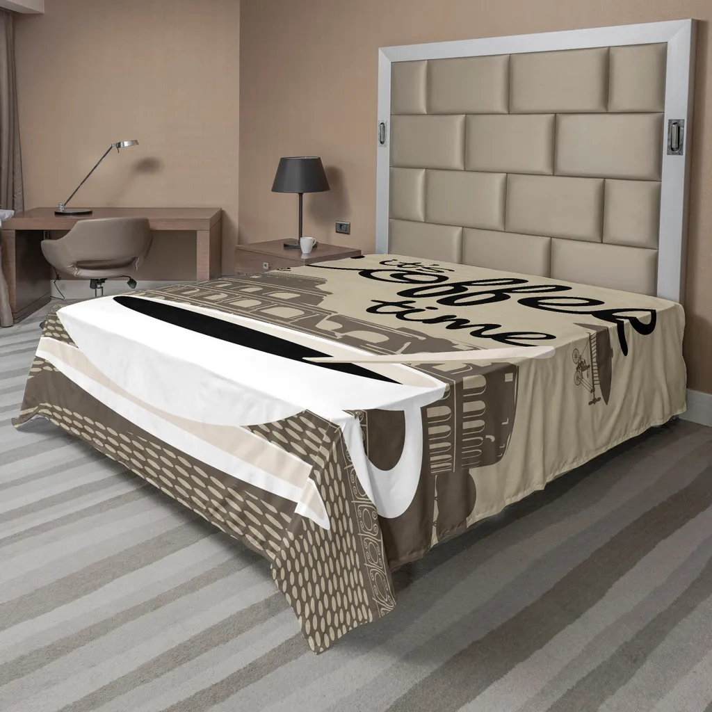 Drap de lit ABAKUHAUS Café 260x228 cm en Tissu Doux Beige et Jaune
