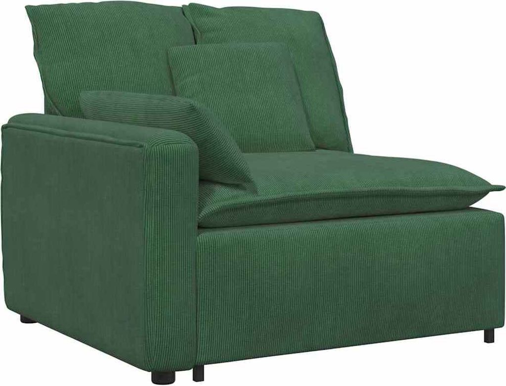 Modulares Sofa Endmodul mit Armlehne Kissen Dunkelgrün 100cm
