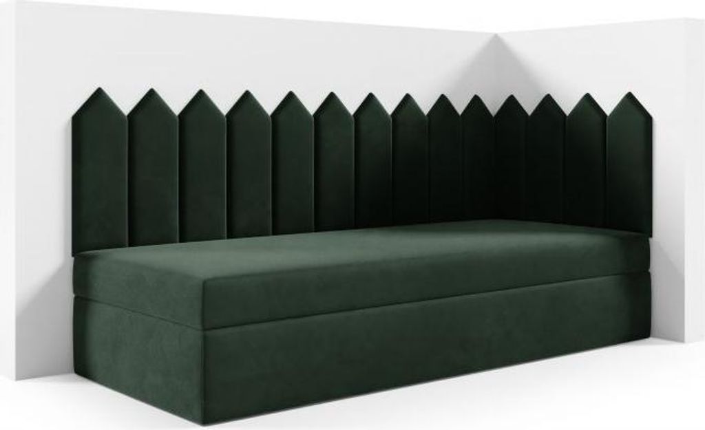 LIKMA Kinderbett 70x200 cm Flaschengrün Bett mit Bettkasten Jugendbett Polsterbett Kopfteil Velvet Stoff