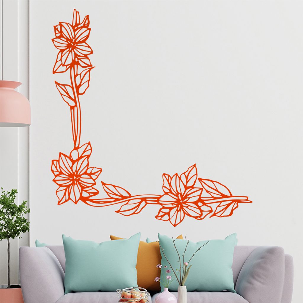 Blumen - Ranken Wandtattoo in 6 Größen - Wandaufkleber Wall Sticker - Dekoration, Küche, Wohnzimmer, Schlafzimmer, Badezimmer
