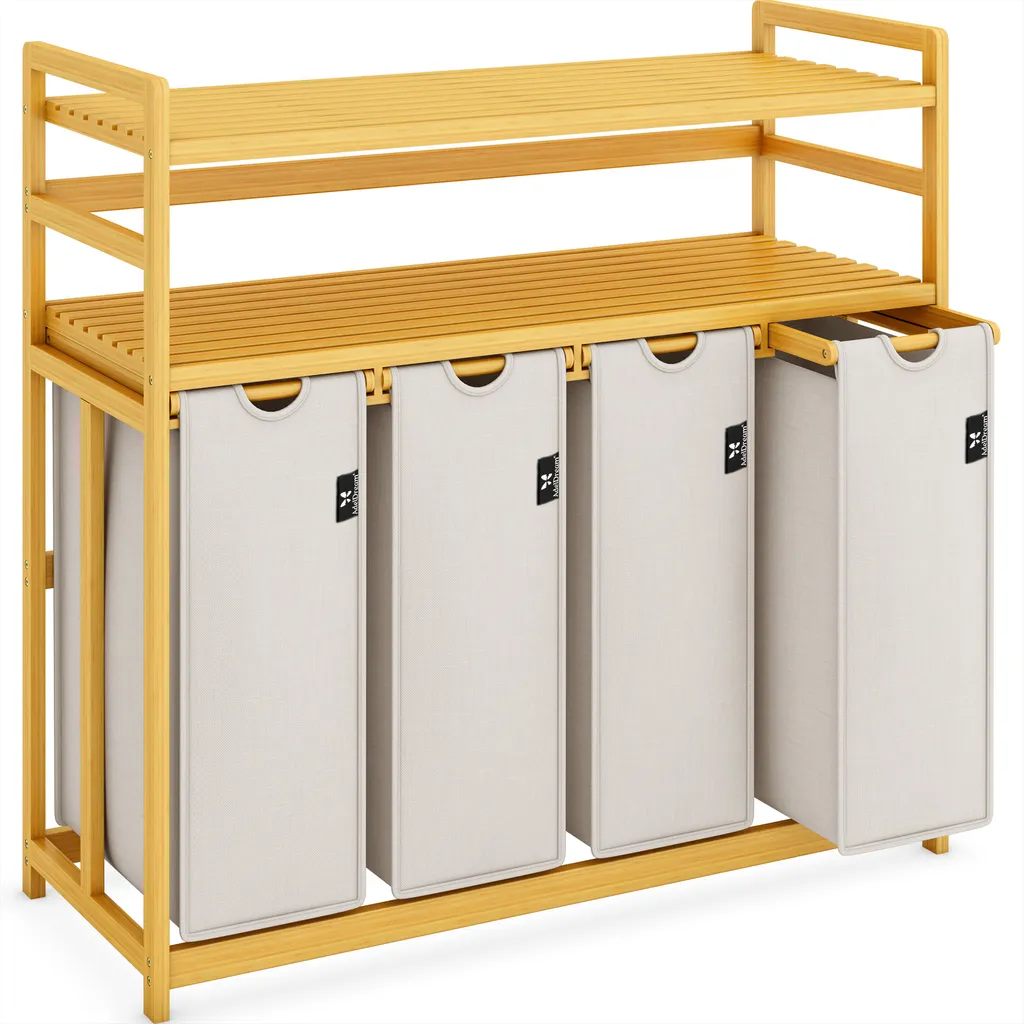 Organisateur de Buanderie 4 Compartiments 200L pour Tri du Linge Sale
