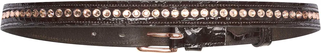 Ceinture pour pantalon d'équitation marron avec pierres dorées 95cm