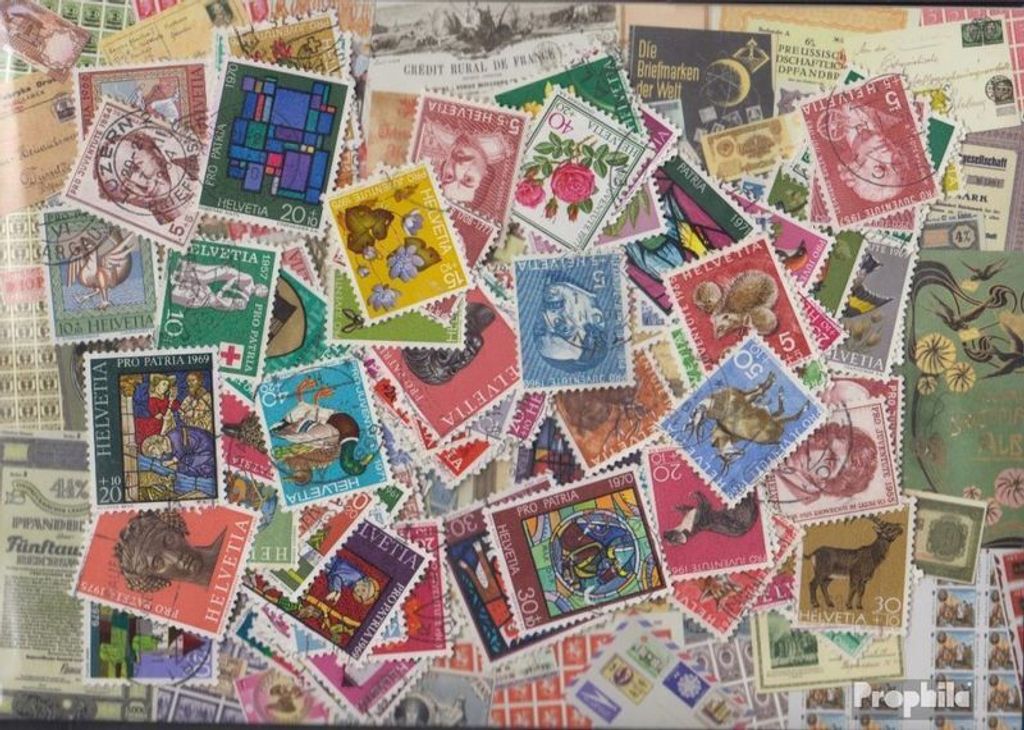 Briefmarken Schweiz 100 verschiedene Zuschlagsmarken