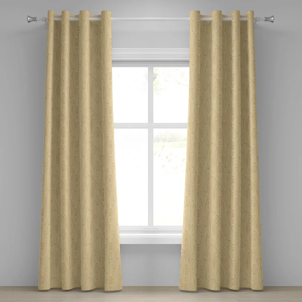 Rideau beige texturé lignes de bois naturelles 280x245 cm crème