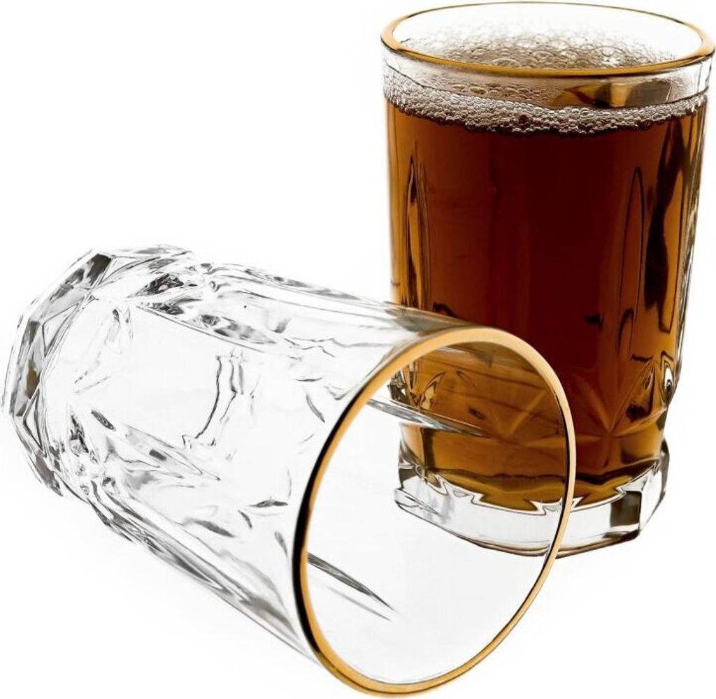Elegantes Kristall Gläser-Set 12-teilig mit edler Goldumrandung - 150 ml
